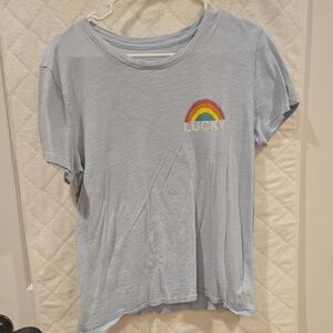 Lucky Brand Sky Blue Kids Tee with Rainbow